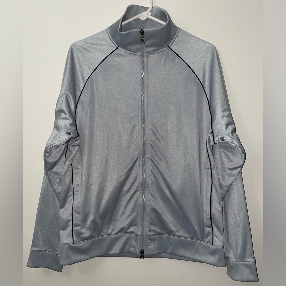 Banana Republic Men’s Light Gray 100% Polyester Full Zip Up Track Jacket